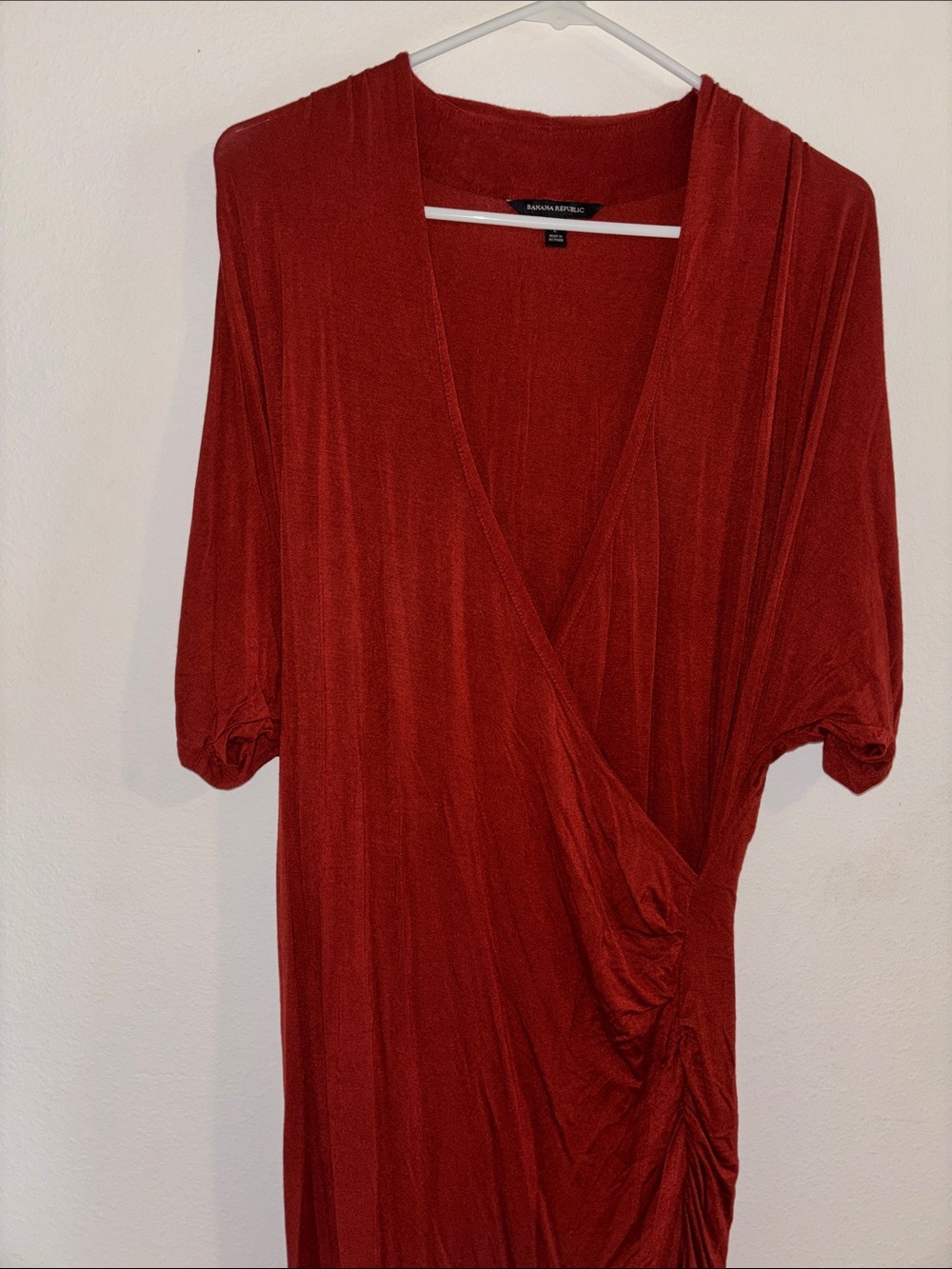 Banana Republic Deep Orange Wrap Midi Dress